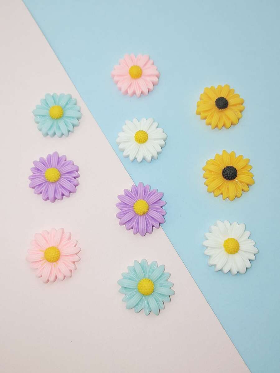 10 piezas Accesorio de pelo con diseño de flor DIY - Multicolor - Ver 1
