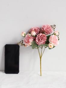 1 件人造玫瑰花束仿花束假牡丹花丝绸玫瑰插花适用于家居装饰、假植物、秋季装饰、房间、书桌、花园装饰、房间装饰桌面摆件 - 彩色 - 查看 3