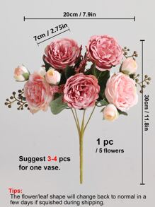1 件人造玫瑰花束仿花束假牡丹花丝绸玫瑰插花适用于家居装饰、假植物、秋季装饰、房间、书桌、花园装饰、房间装饰桌面摆件 - 彩色 - 查看 4