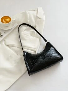 Crocodile Embossed Bag 2023 New Fashion And Popular Small Square Bag Soft Surface Texture Shoulder Bag Handbags 2023 Ladies Bags Handbag - Black - View 2