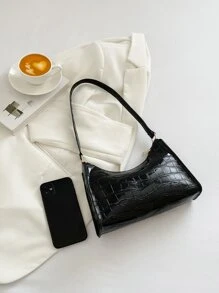 Crocodile Embossed Bag 2023 New Fashion And Popular Small Square Bag Soft Surface Texture Shoulder Bag Handbags 2023 Ladies Bags Handbag - Black - View 4