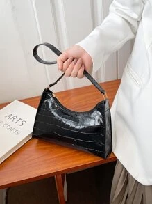 Crocodile Embossed Bag 2023 New Fashion And Popular Small Square Bag Soft Surface Texture Shoulder Bag Handbags 2023 Ladies Bags Handbag - Black - View 5