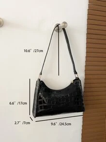 Crocodile Embossed Bag 2023 New Fashion And Popular Small Square Bag Soft Surface Texture Shoulder Bag Handbags 2023 Ladies Bags Handbag - Black - View 6