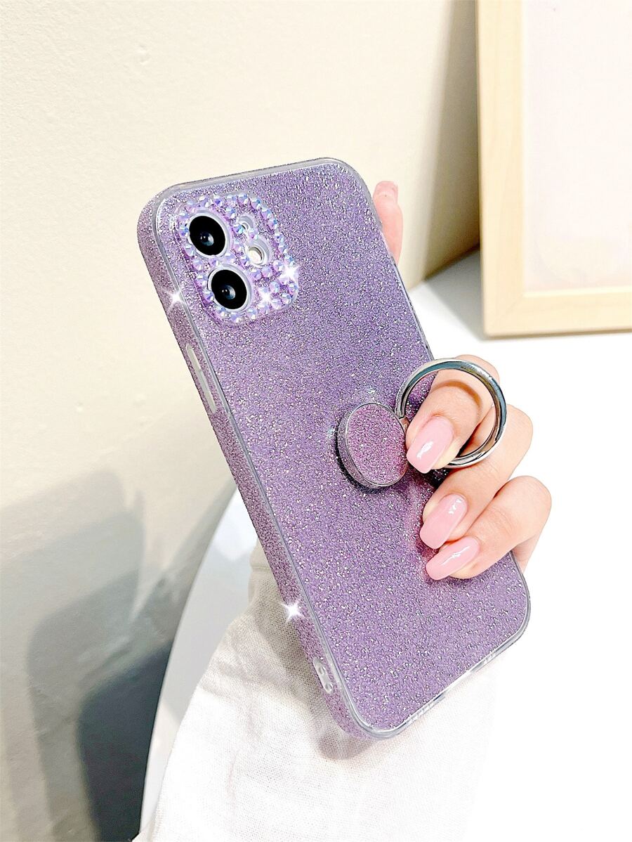 Clear Phone Case With Ring Holder & Glitter Paper,International Version, Not The Domestic Version - Purple - View 1