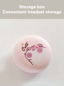 Auriculares de estilo de dibujos animados color rosa con estuche de almacenamiento, conector de audio de 3,5 mm - Rosa - Ver 4