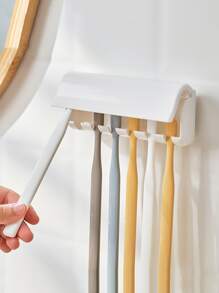 1pc Plastic Wall Mounted Toothbrush Holder - White - View 1