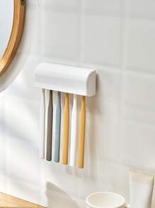 1pc Plastic Wall Mounted Toothbrush Holder - White - View 7