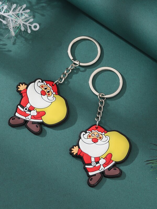 2pcs Christmas Santa Claus Charm Keychain