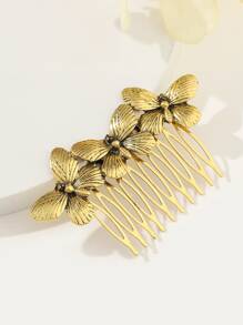 Butterfly Decor Hair Comb - Bronze - View 1