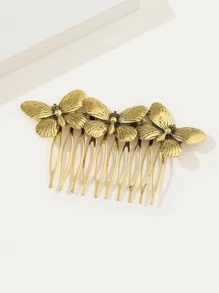 Butterfly Decor Hair Comb - Bronze - View 3