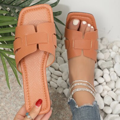 Snakeskin Embossed Slide Sandals