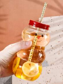 1pc Creative Love Cartoon Fruit Shaped Plastic Cup With Random Hat - Multicolor - View 1