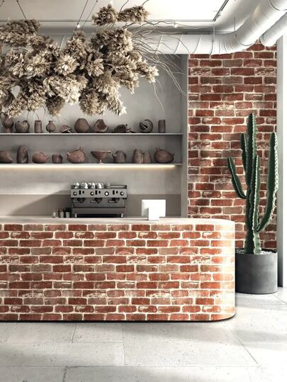 1roll 3d Wit Brick Pattern Self Adhesive Wallpaper Pvc Home Waterproof Removable Wand Sticker Renovation Bedroom Living Room, Moderne Stickers Peel Panels, Paper, Wallpapers, ation Items Refresh Your Home, Rama Birthday Graduation view 4