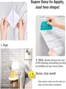 1roll 3d White Brick Pattern Self-Adhesive Wallpaper Pvc Home Decor Waterproof Removable Wall Sticker Renovation Wallpaper For Bedroom Living Room, Modern Simple Style, Renovation Stickers Peel Wall Panels, Wall Paper, Wallpapers, Spring Decoration Items Refresh Your Home, Rama Decoration Stickers Gifts Birthday Graduation