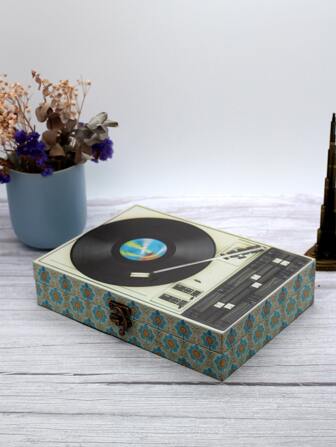 1pc Retro Phonograph Wooden Storage Box