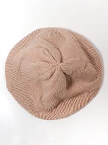 極簡風格素色貝雷帽 - 卡其色 - 查看 2