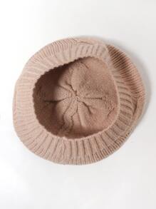 極簡風格素色貝雷帽 - 卡其色 - 查看 3