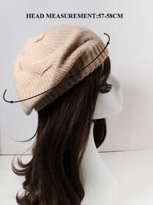 極簡風格素色貝雷帽 - 卡其色 - 查看 4