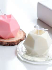 1 pieza Molde de vela de silicona, Molde de vela hecho a mano con cubo de rhinestone 3D para velas DIY - Blanco - Ver 1