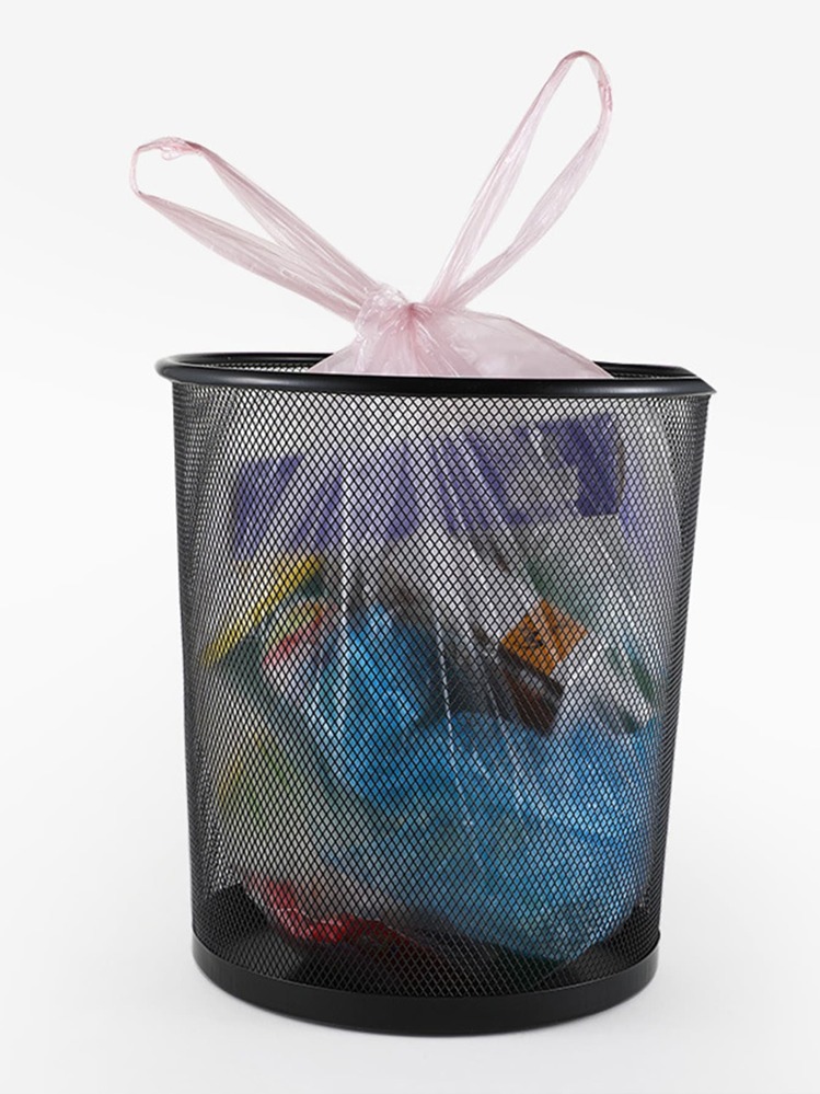 1 卷纯色厚垃圾袋，简约粉色手柄系带垃圾袋，适用于家庭、厨房、浴室、家居、家居用品供应商 - 粉色 - 查看 2