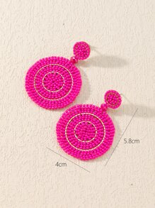 Pendientes con diseño de cuenta redondo - Rosa Fucsia - Ver 3