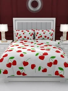 Cherry Print Duvet Cover Set Without Filler - Multicolor - View 2