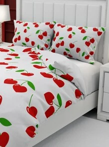Cherry Print Duvet Cover Set Without Filler - Multicolor - View 3