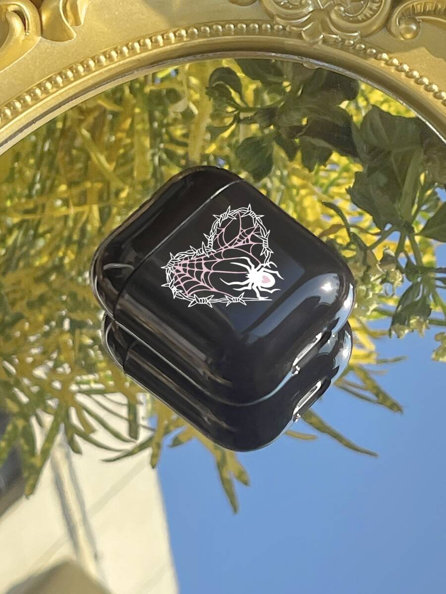 Cobweb Pattern Case Compatible With AirPods - Multicolor - View 1