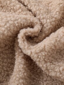 Girls Flap Pocket Zip Up Hooded Corduroy Jacket - Camel - View 3