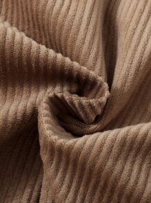 Girls Flap Pocket Zip Up Hooded Corduroy Jacket - Camel - View 7