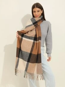 1 Khăn choàng lưới giả cashmere dành cho nữ, mềm mại và ấm áp, thích hợp sử dụng hàng ngày, phòng máy lạnh hoặc chăn ngủ - Nhiều màu - Xem 4