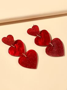 Hoa tai thả trang trí hình trái tim Valentine, Mẹ, Mẹ, Ngày của Mẹ, Quà tặng - Đỏ - Xem 1