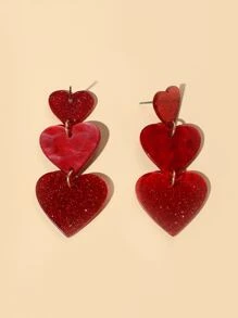 Hoa tai thả trang trí hình trái tim Valentine, Mẹ, Mẹ, Ngày của Mẹ, Quà tặng - Đỏ - Xem 2
