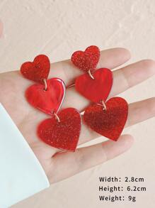 Hoa tai thả trang trí hình trái tim Valentine, Mẹ, Mẹ, Ngày của Mẹ, Quà tặng - Đỏ - Xem 3