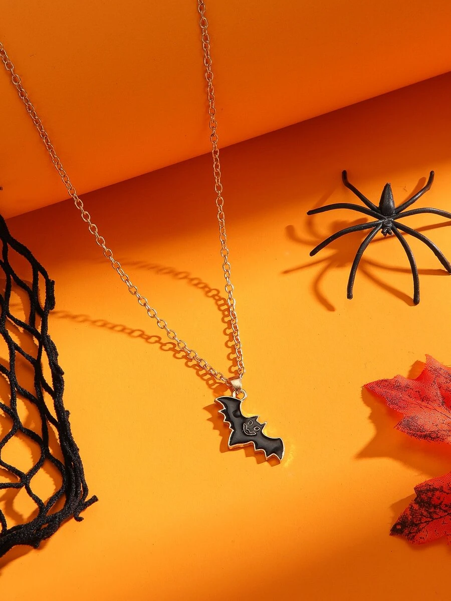 Halloween Bat Charm Necklace - Multicolor - View 1