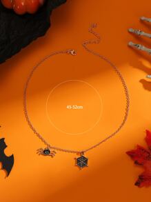 Halloween Spider Web Charm Necklace - Multicolor - View 3