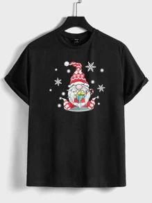 Manfinity Men Christmas Print Tee - Black - View 1