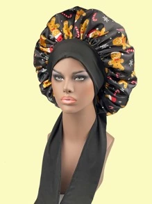 Gorro de pelo Navidad pan de jengibre & estampado de copo de nieve - Multicolor - Ver 1