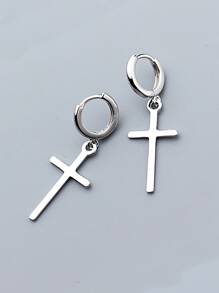 Hoa tai thả trang trí chéo - Bạc - Xem 3