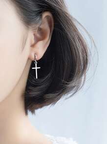 Hoa tai thả trang trí chéo - Bạc - Xem 5