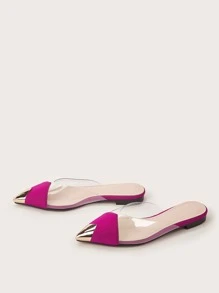 2025秋季金属细节尖头平底穆勒鞋 - 中紫紅色 - 查看 3