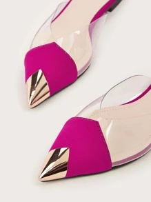 2025秋季金属细节尖头平底穆勒鞋 - 中紫紅色 - 查看 5