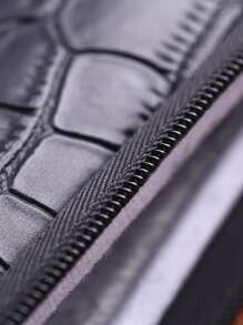 1pc 13.3 Inch Crocodile Embossed Laptop Bag - Black - View 3