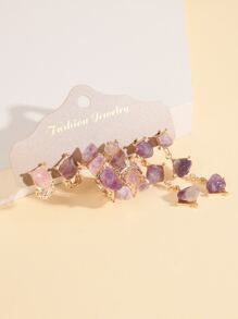 3 cặp hoa tai trang trí bằng đá - Nhiều màu - Xem 4