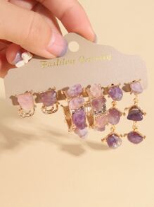 3 cặp hoa tai trang trí bằng đá - Nhiều màu - Xem 5