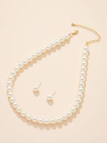 Juego De Joyas Con Decoración De Imitación De Perlas De 3 Piezas