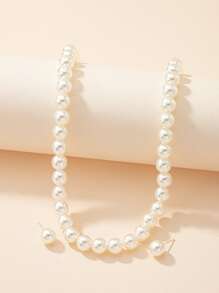 Juego De Joyas Con Decoración De Imitación De Perlas De 3 Piezas