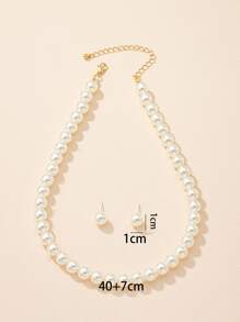 Juego De Joyas Con Decoración De Imitación De Perlas De 3 Piezas