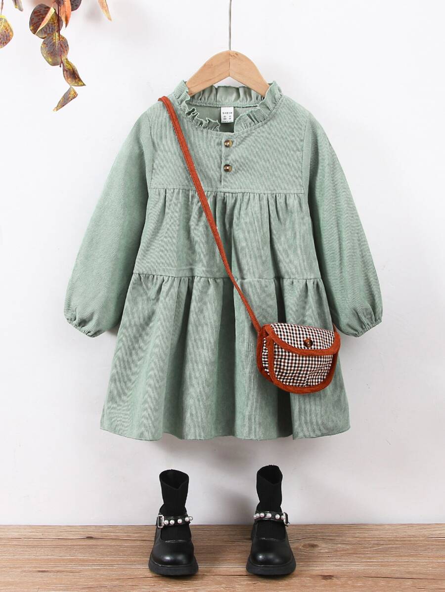 小女童褶邊領娃娃裙 - 薄荷綠 - 查看 1