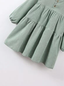 小女童褶邊領娃娃裙 - 薄荷綠 - 查看 3